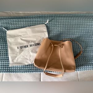 8 Other Reasons Elegant Pebbled Leather Drawstring Cream Tote Bag Roomy